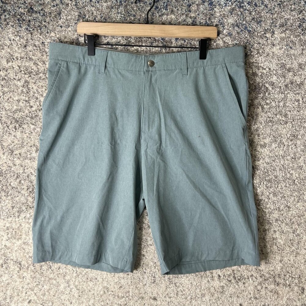 Adidas Shorts Mens 38 Green‎ Golf Chino Stretch Flat Front Performance Bermuda